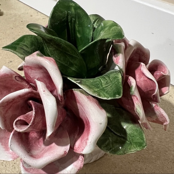 Vintage Lanzarin Handmade Italy Sculpted Roses Basket Candleholder Beautiful! - Picture 6 of 11